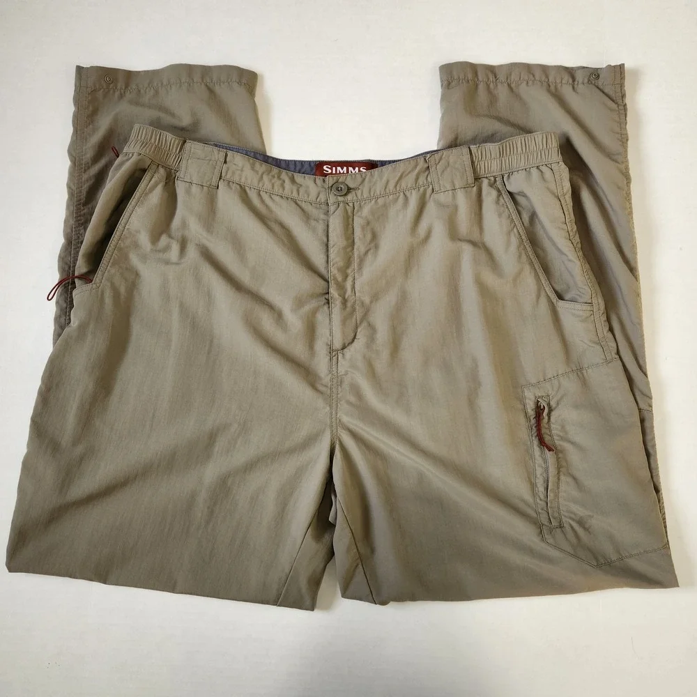 SIMMS Cor3 Fishing Guide‎ Pants Mens Tan Nylon Cargo XXL *FLAW